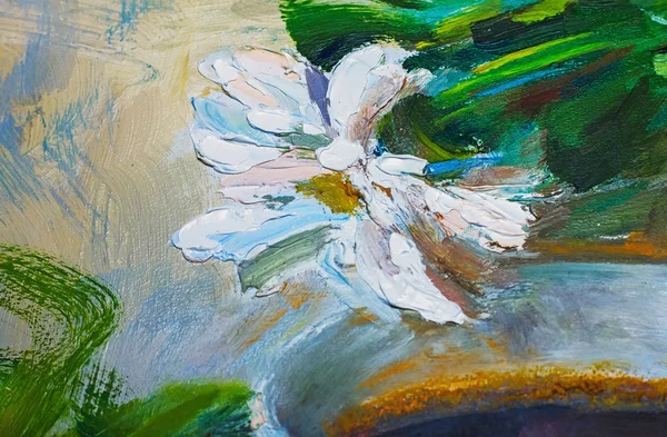 Texture of oil paintings, flowers, painting fragment of painted — Stock Photo, Image