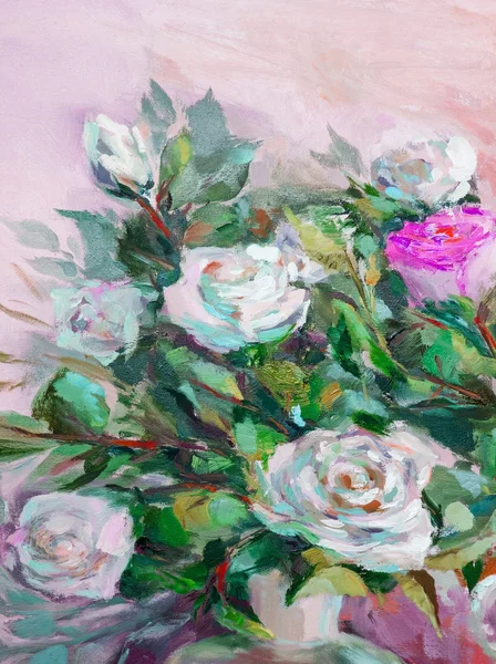 Pintura al óleo, estilo impresionista, pintura de textura, alambiques de flores —  Fotos de Stock