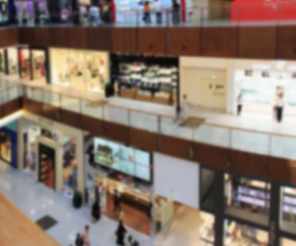 Shopping center, utsikt från toppen inuti, butiker och affärer, — Stockfoto