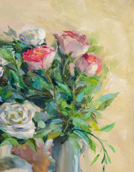 Pintura al óleo, estilo impresionista, pintura de textura, alambiques de flores —  Fotos de Stock