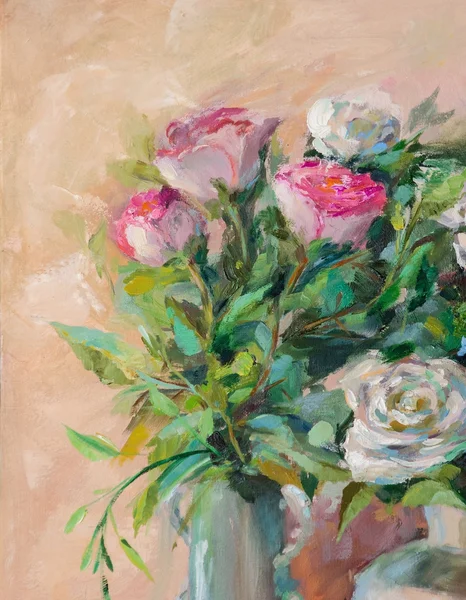 Pintura al óleo, estilo impresionista, pintura de textura, alambiques de flores —  Fotos de Stock