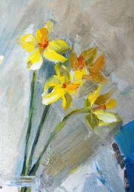 Yağlı boya, izlenimcilik style, doku boyama, çiçek stil