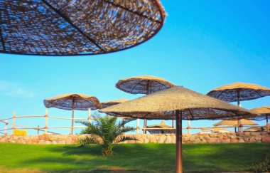 egzotik plaj şemsiyeleri, okyanus plaj tatil, 