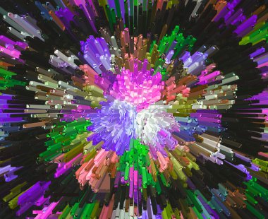 renk ekstrüzyon blok soyut renkli 3d ekstrüzyon adam