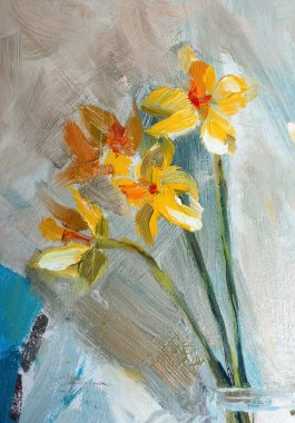 Yağlı boya, izlenimcilik style, doku boyama, çiçek stil