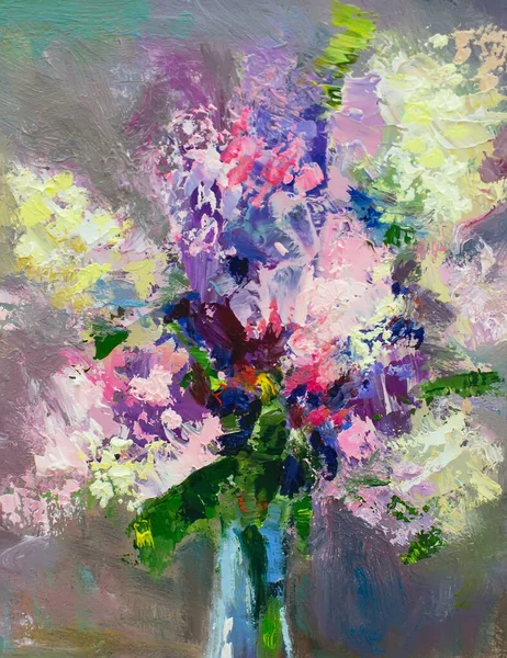 Oil painting on canvas, still lifes, flowers, impressionism