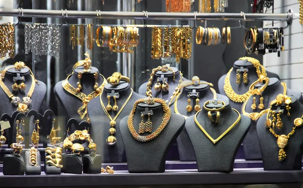 gold jewelry, selling in the market, luxurious gold counter
