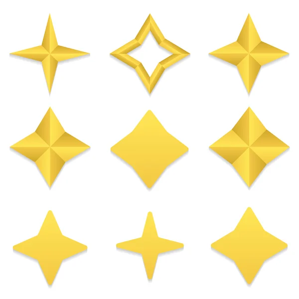 Colección de estrellas de cuatro puntos — Vector de stock