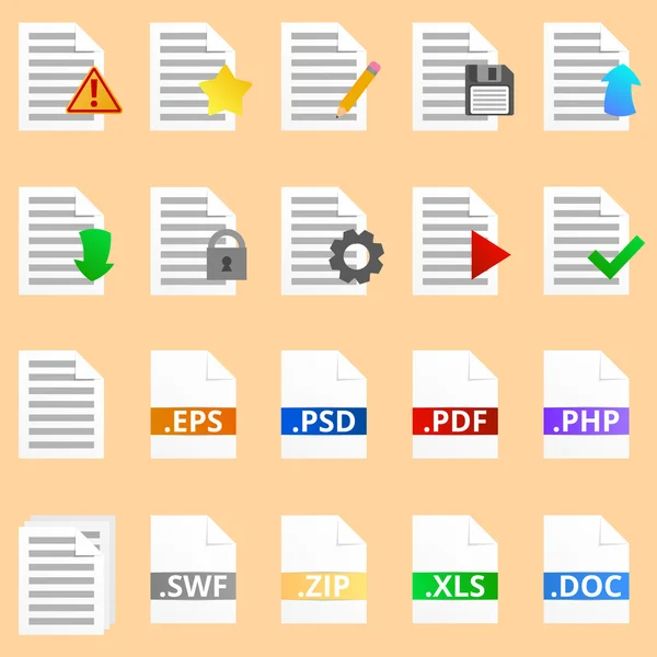 Conjunto de ícones de documentos — Vetor de Stock
