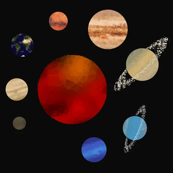 Low poly solar system — Stock Vector