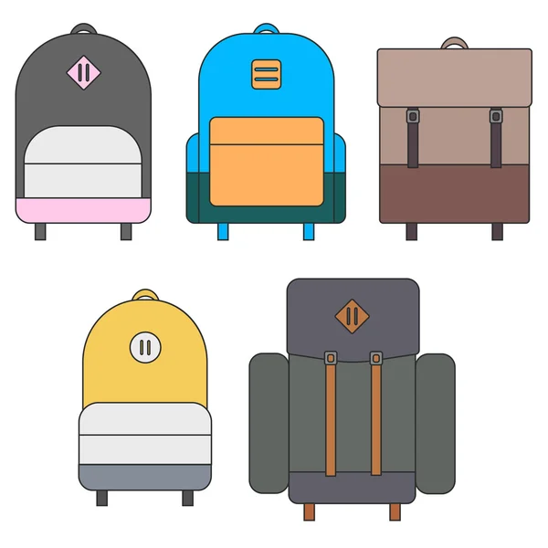 Plantillas de mochila plana — Vector de stock