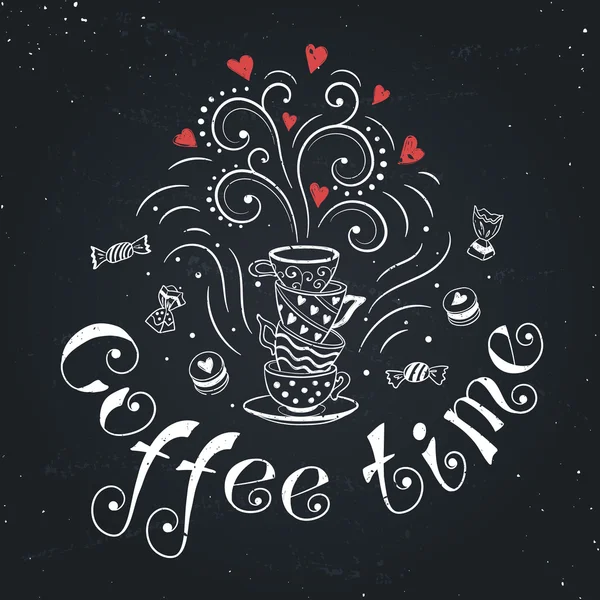 Afiche hora café — Vector de stock