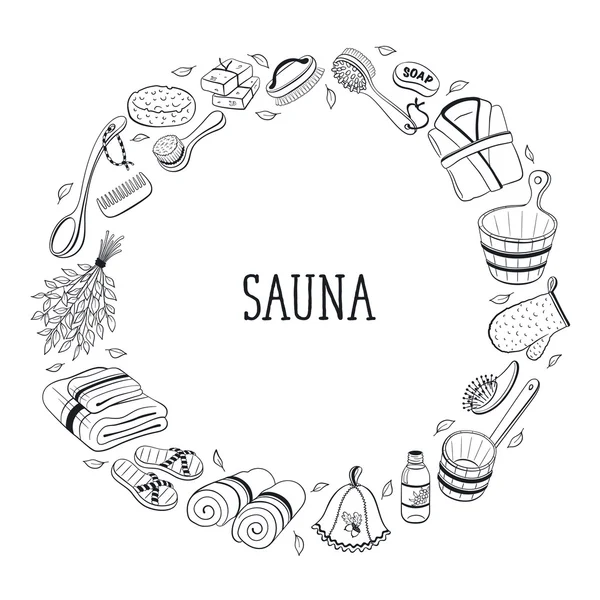 Ensemble d'objets de sauna — Image vectorielle