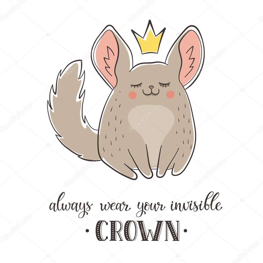 Cartoon chinchilla with crown