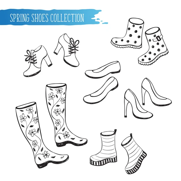 Spring shoes collection — Stock Vector