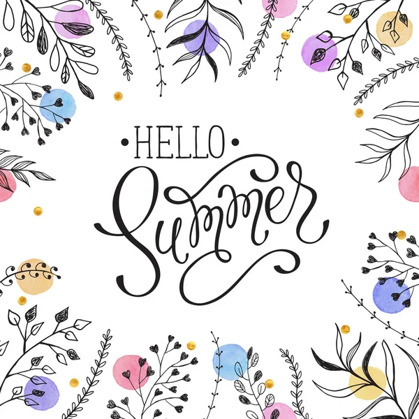Γεια σας καλοκαίρι Χαιρετισμός cerd — Διανυσματικό Αρχείο