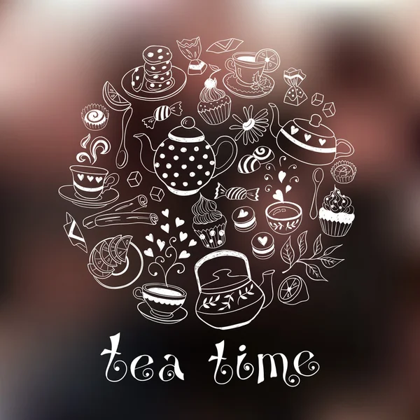 Çay Zamanı Çizimi — Stok Vektör