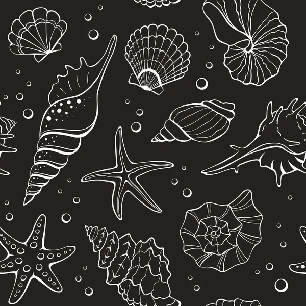 Seashells fundo sem costura — Vetor de Stock