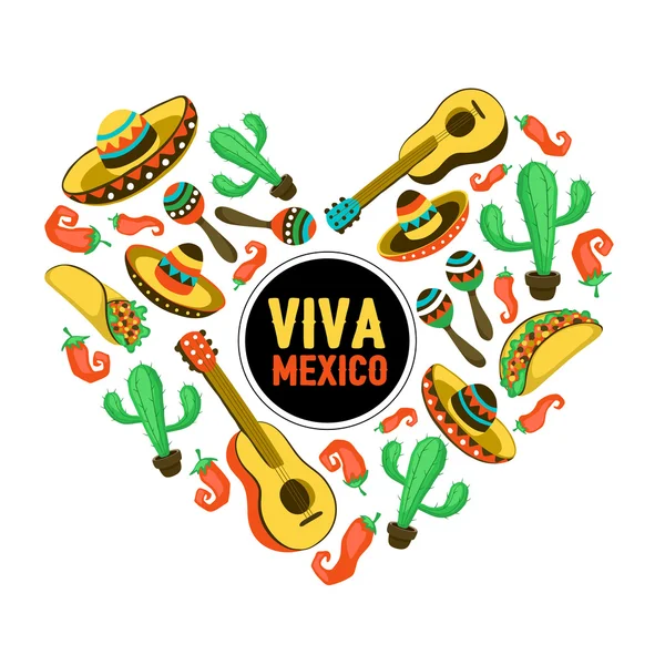 Viva Mexico心脏 — 图库矢量图片