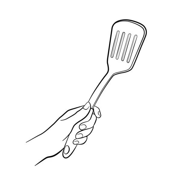 Hand holding spatula — Stock Vector