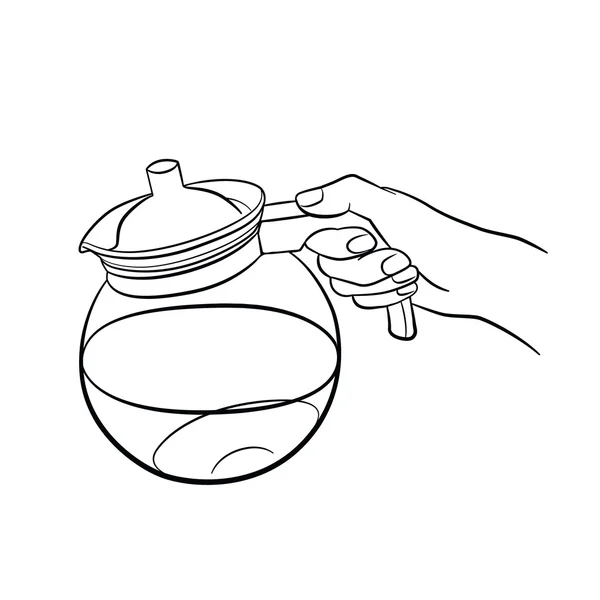 Hand hält Teekanne — Stockvektor