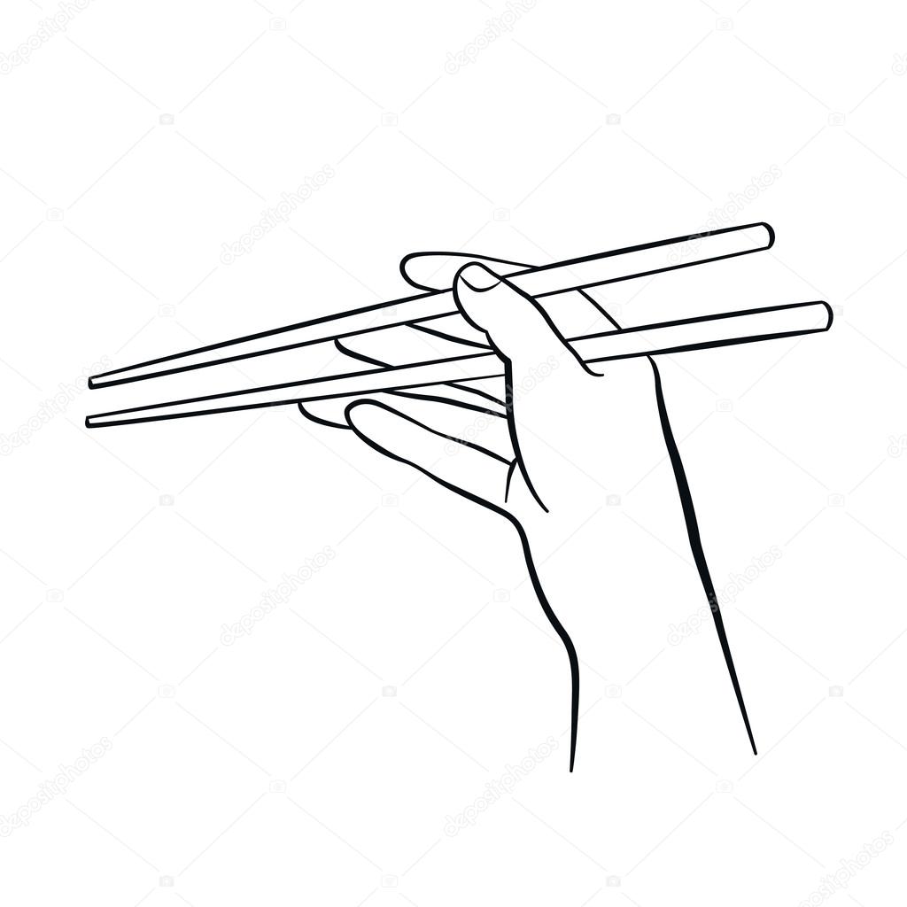 Hand holding chinese chopsticks — Stock Vector © ollymolly 112393958