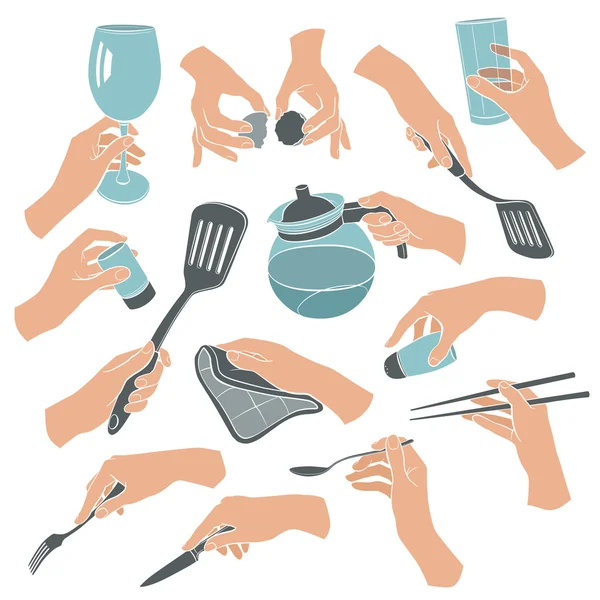 Mains de cuisson contours — Image vectorielle