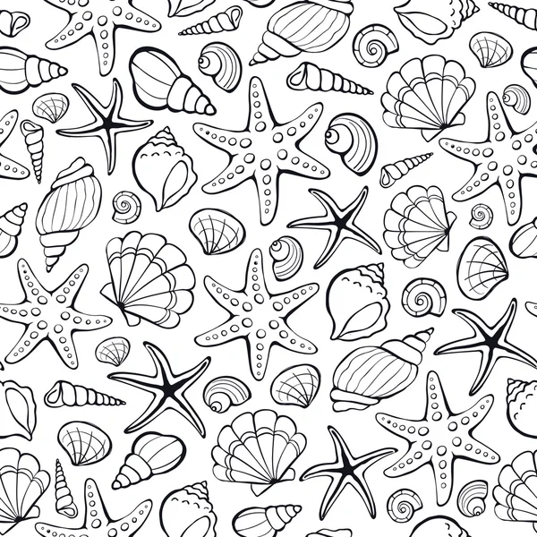 Conchas de mar sin costura de fondo — Archivo Imágenes Vectoriales