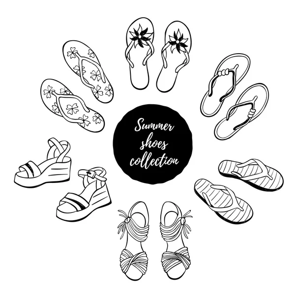 Summer shoes vector collection — Stock Vector