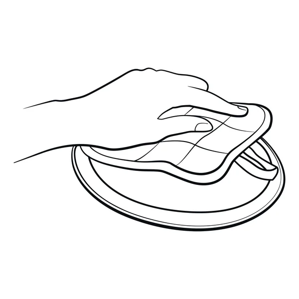 Main de femme avec chapeau de casserole — Image vectorielle