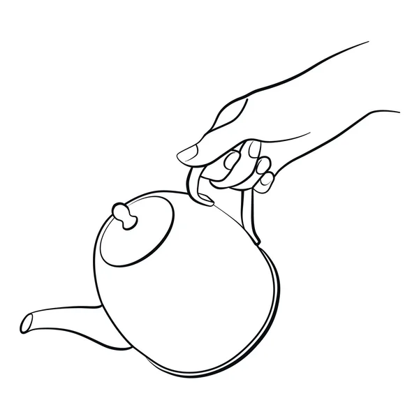 Woman hand with teapot — 스톡 벡터