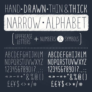 Narrow alphabet clipart