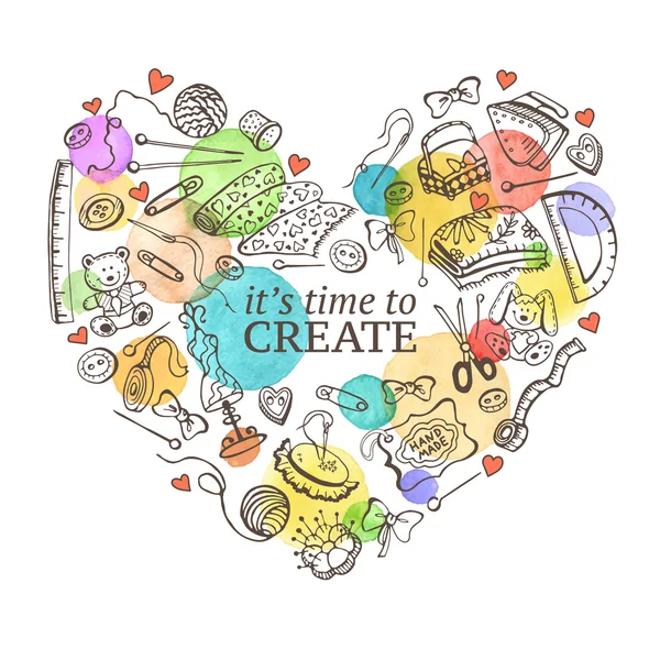 Crafts doodle  heart — Stock Vector