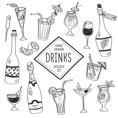 Doodle drinks. clipart