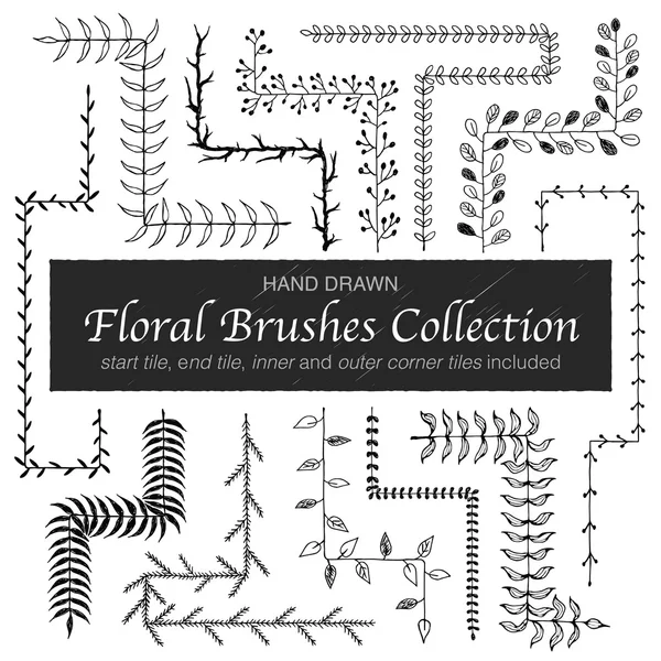 Floral brushes set — Stock Vector