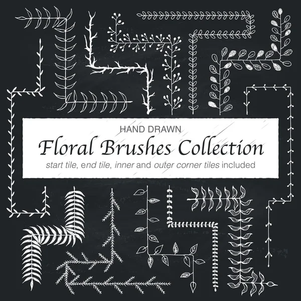 Floral brushes set — Stock Vector