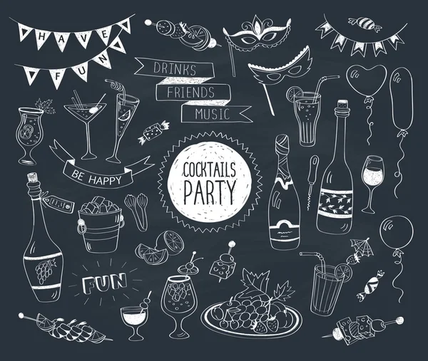 Cocktails doodle set — Stockvector