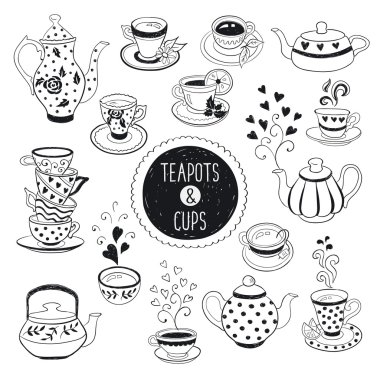Doodle teapots and cups