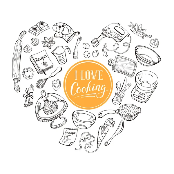 Love cooking poster — Stock Vector