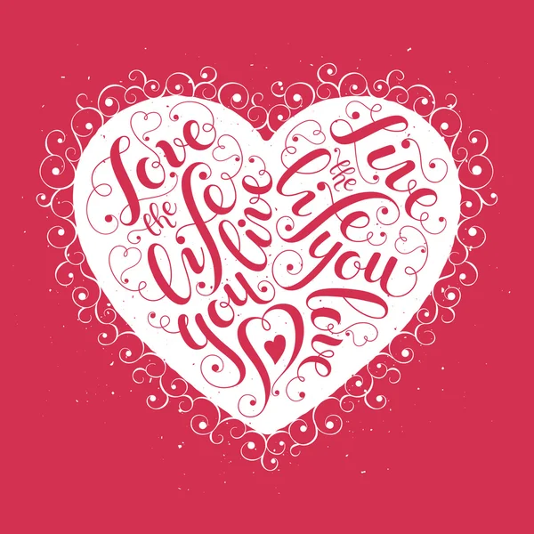 Affiche coeur lettrage — Image vectorielle