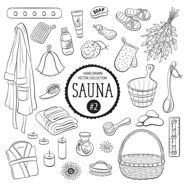 Sauna and spa objects clipart