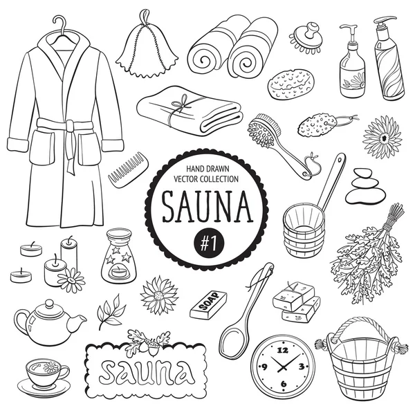 Sauna y objetos de spa — Vector de stock
