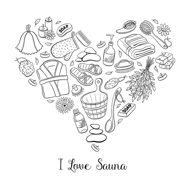Sauna et objets de spa — Image vectorielle