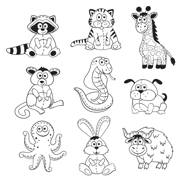 Colección de animales de dibujos animados — Vector de stock