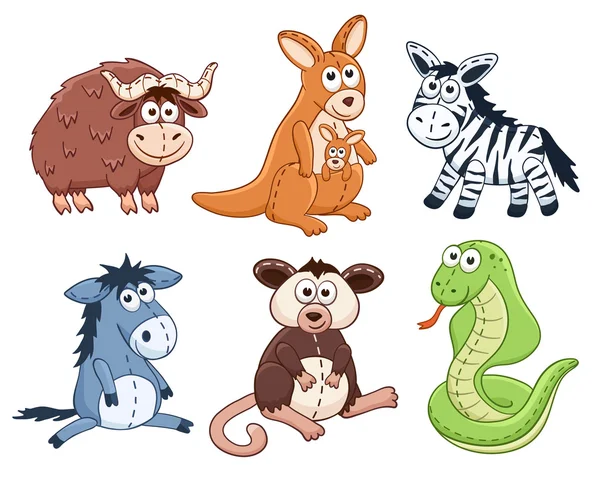 Colección de animales de dibujos animados — Vector de stock