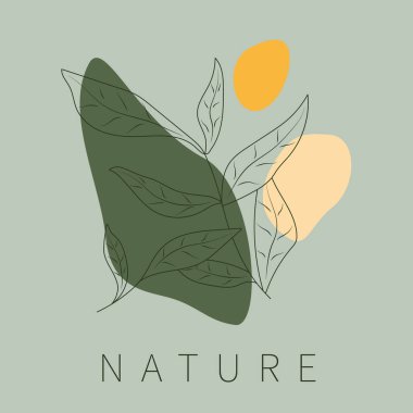 Pastel colors minimalistic vector background with nature elements and text