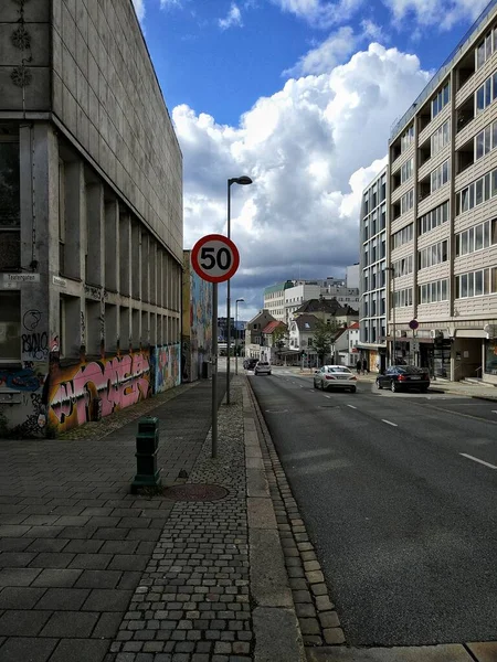 Ulice Stavangeru Norsko Městská Pouliční Fotografie Snímek Kameře Smartphonu — Stock fotografie