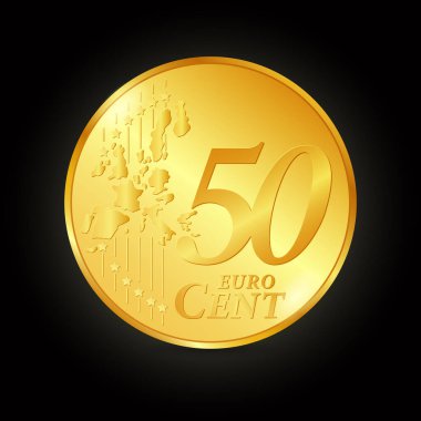 50 avroluk bozuk para, gerçekçi vektör çizimi, izole elementler. EUR para birimi.