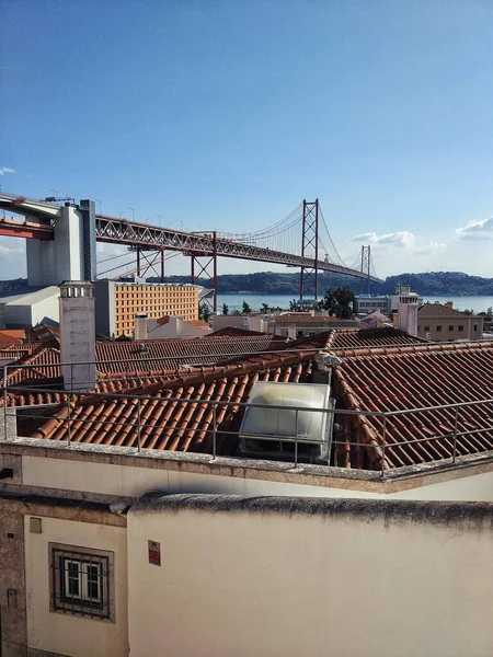 Blick Auf Die Brücke Vom April Lissabon Portugal — Stockfoto