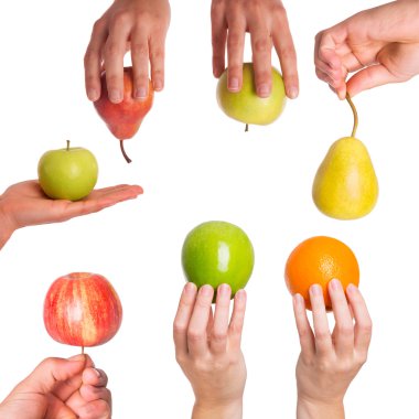 Comparison of apples, pears and oranges clipart